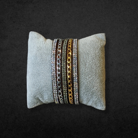 A7 Silver Crystal Gold Rhinestone Suede Wrap New Brown Bracelet Adjustable A7 - Picture 9 of 16